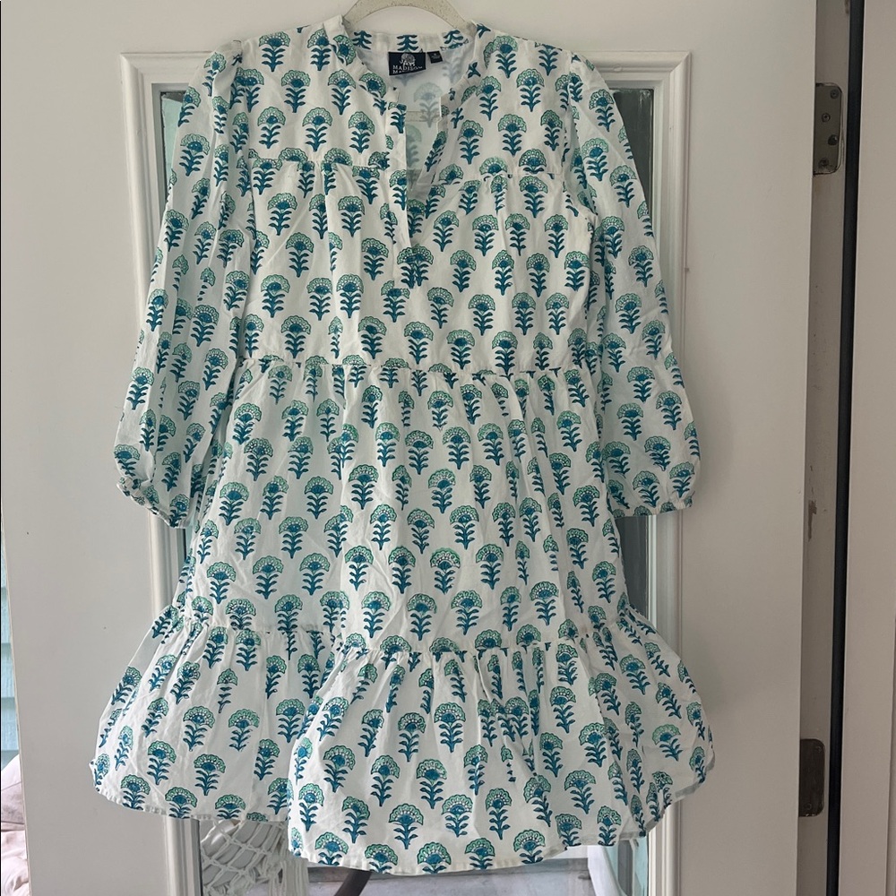 Madison Mathews Blue and White Dress